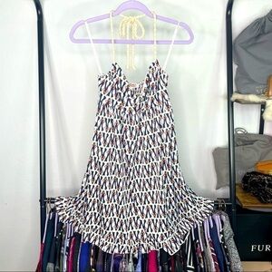 VINTAGE Betsey Johnson Lady Sailor Print Rope Halter Babydoll Dress